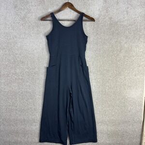 Athleta Girl Stash Your Treasures Jumpsuit Girls Large 12 Black Pockets Wide Leg